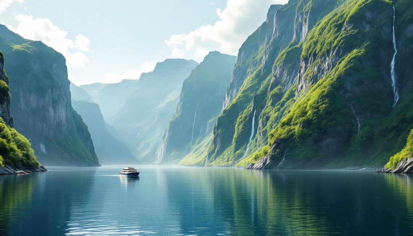 Schönste Fjorde Norwegen Sehenswürdigkeiten mit Steilwänden, Wasserfällen und Fähre